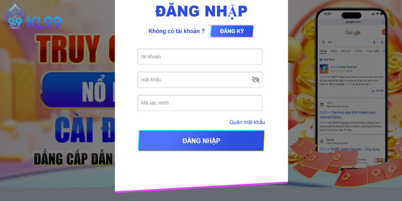 Điền thông tin tài khoản cược đã đăng ký